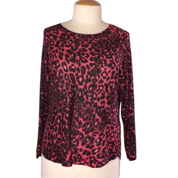 NWT Two Twenty Five -Red Leopard Cashmere Blend XXL - Picture 1 of 4